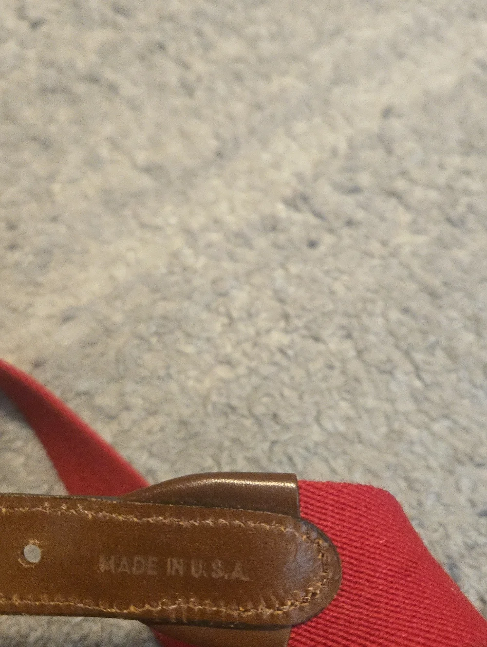 Vintage Dooney & Bourke Red Navy Striped Leather Canvas Belt Size 36